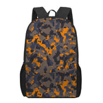 Black And Orange Camouflage Print 17 Inch Backpack