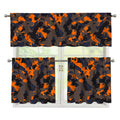 Black And Orange Camouflage Print 3 Piece Kitchen Curtains