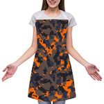 Black And Orange Camouflage Print Adjustable Apron
