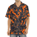 Black And Orange Camouflage Print Aloha Shirt