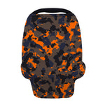 Black And Orange Camouflage Print Baby Seat Cover