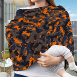 Black And Orange Camouflage Print Baby Seat Cover
