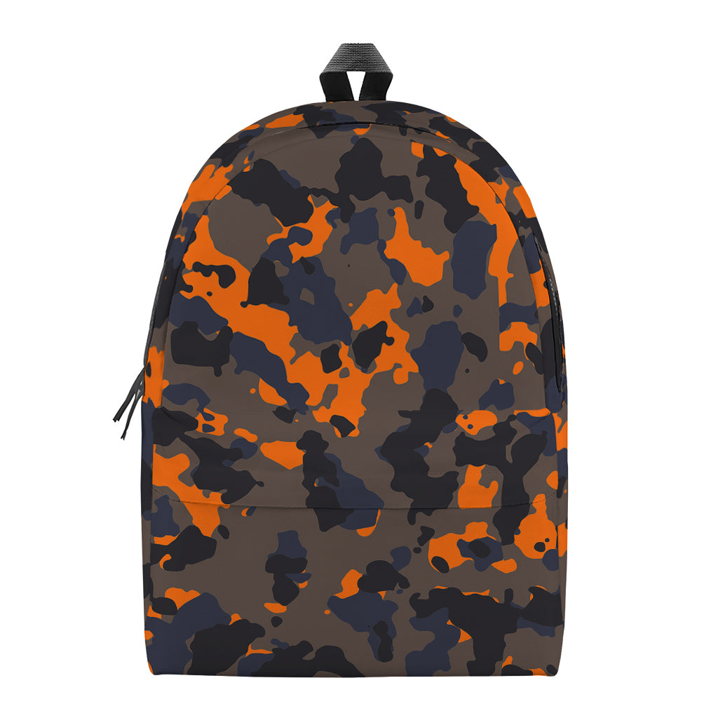 Black And Orange Camouflage Print Backpack