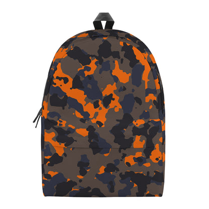 Black And Orange Camouflage Print Backpack
