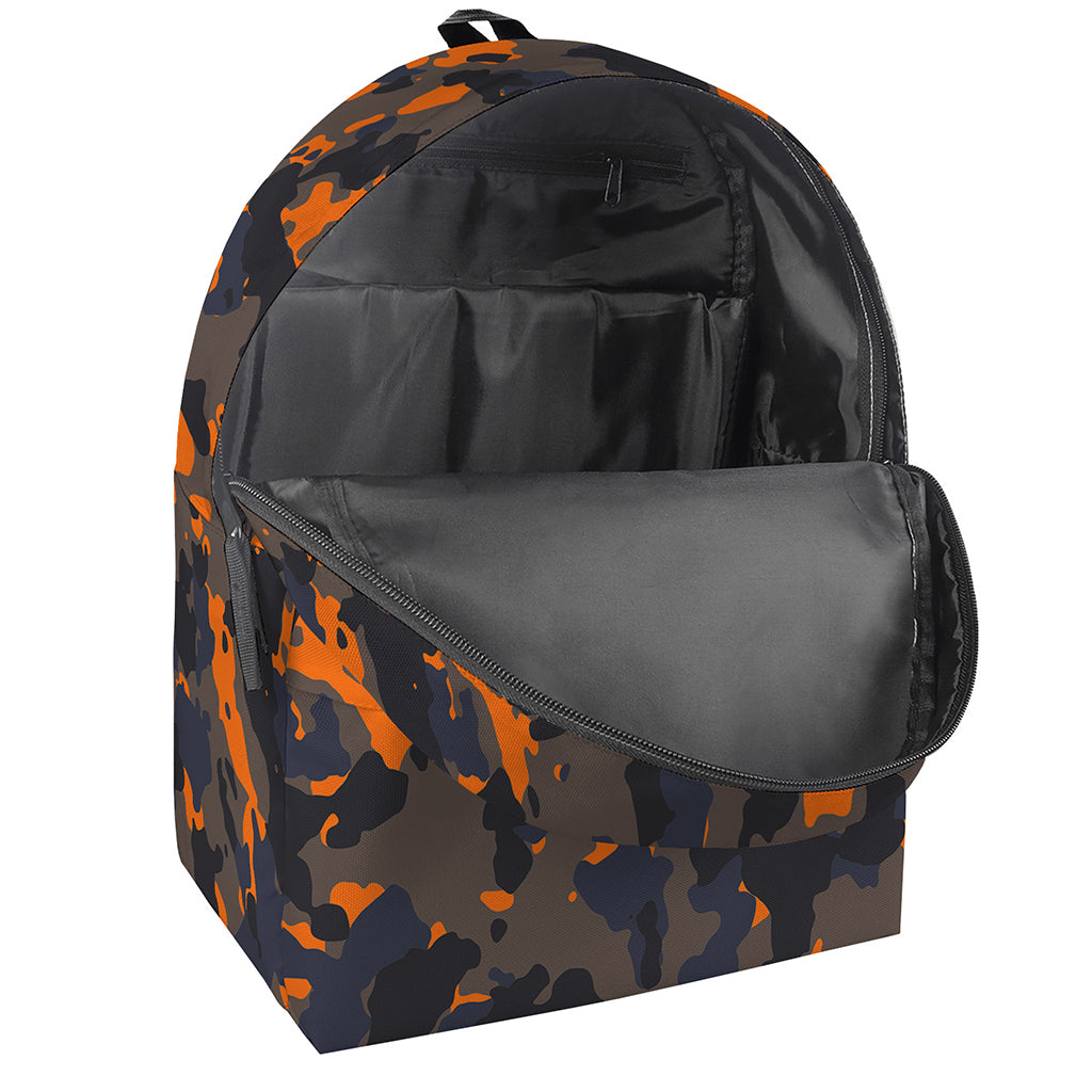 Black And Orange Camouflage Print Backpack