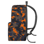 Black And Orange Camouflage Print Backpack