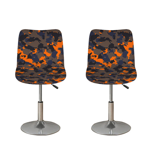 Black And Orange Camouflage Print Bar Stool Covers