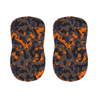 Black And Orange Camouflage Print Bar Stool Covers