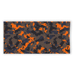 Black And Orange Camouflage Print Beach Towel