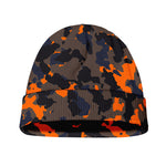 Black And Orange Camouflage Print Beanie