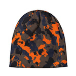 Black And Orange Camouflage Print Beanie