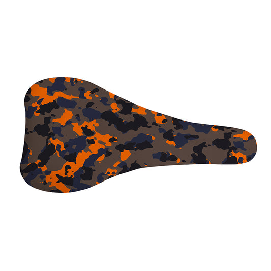 Black And Orange Camouflage Print Bicycle Seat Cover