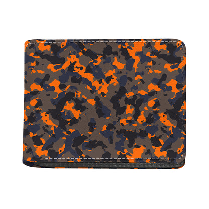 Black And Orange Camouflage Print Bifold Wallet