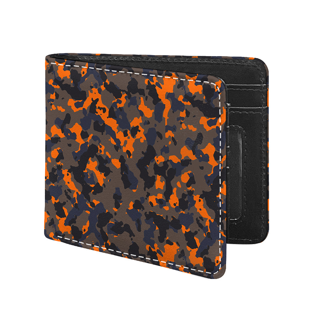 Black And Orange Camouflage Print Bifold Wallet