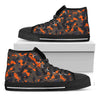 Black And Orange Camouflage Print Black High Top Sneakers