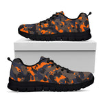 Black And Orange Camouflage Print Black Running Shoes