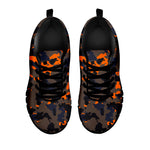 Black And Orange Camouflage Print Black Running Shoes