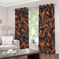 Black And Orange Camouflage Print Dimout Grommet Curtains