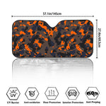 Black And Orange Camouflage Print Car Windshield Sun Shade