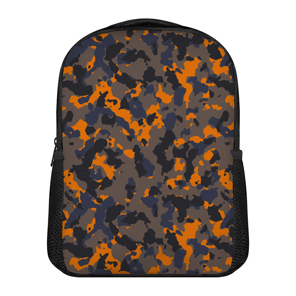 Black And Orange Camouflage Print Casual Backpack