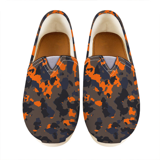 Black And Orange Camouflage Print Casual Shoes