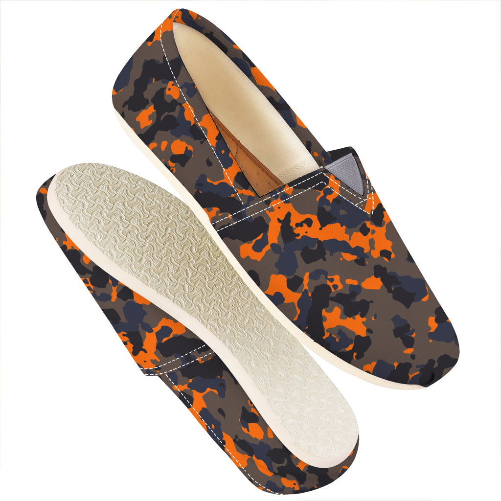 Black And Orange Camouflage Print Casual Shoes