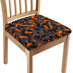 Black And Orange Camouflage Print Chair Cushion Cover