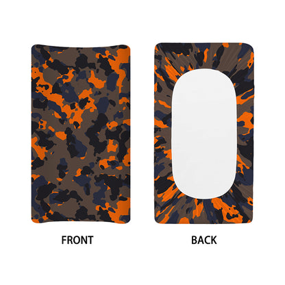 Black And Orange Camouflage Print Changing Pad Cover