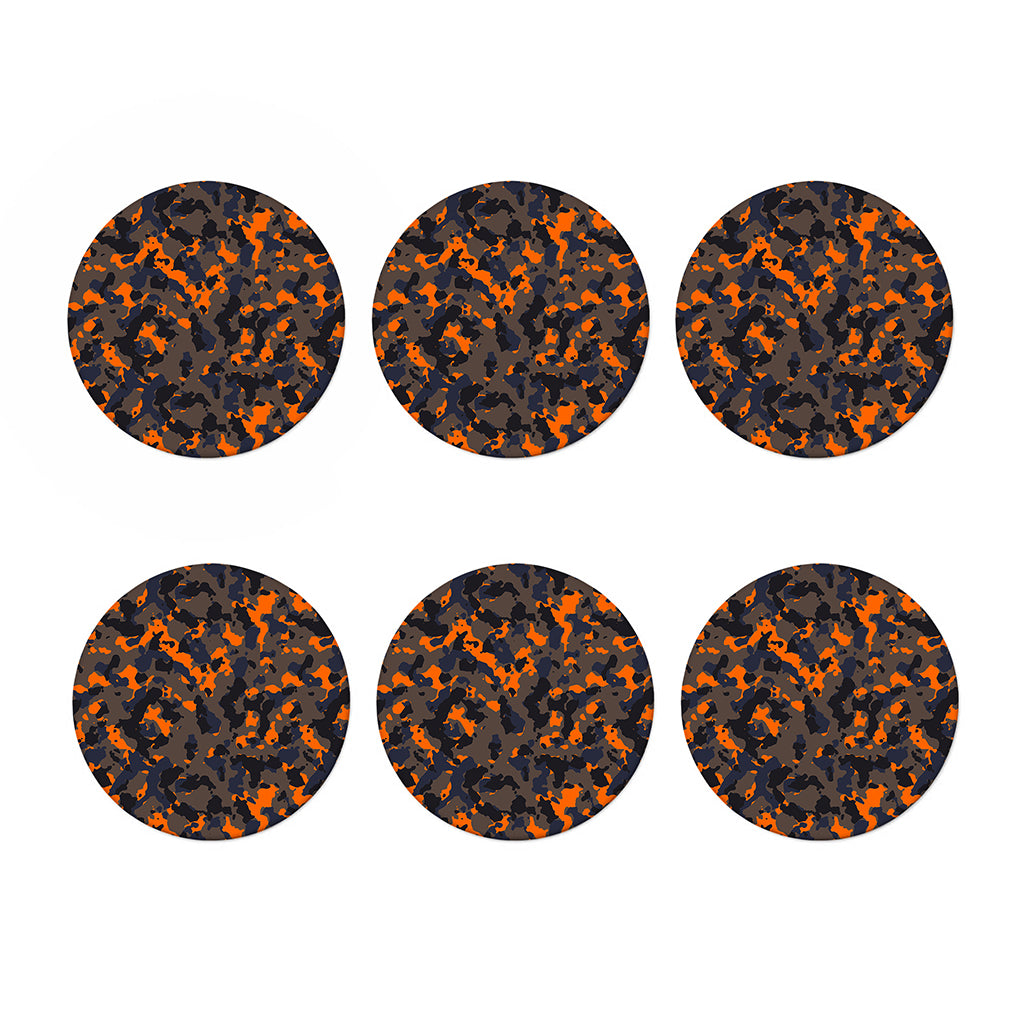 Black And Orange Camouflage Print Coaster Set