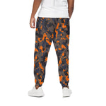 Black And Orange Camouflage Print Cotton Pants