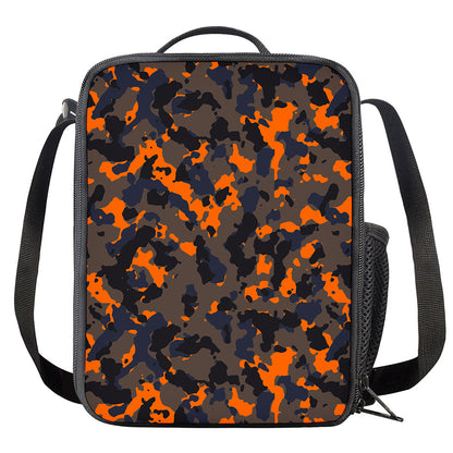 Black And Orange Camouflage Print Crossbody Lunch Bag