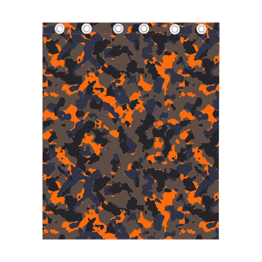 Black And Orange Camouflage Print Curtain