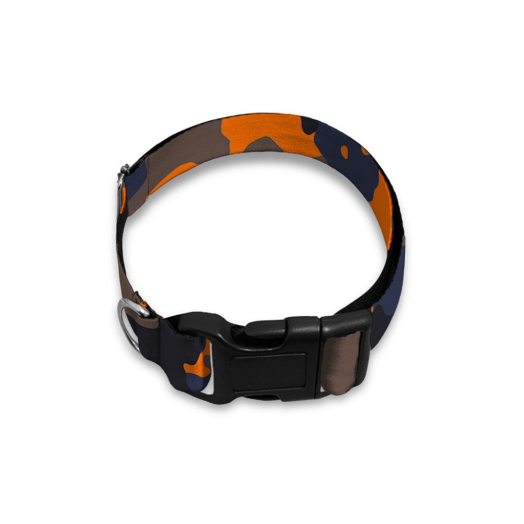 Black And Orange Camouflage Print Dog Collar
