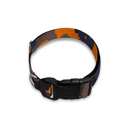 Black And Orange Camouflage Print Dog Collar