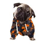 Black And Orange Camouflage Print Dog Zip Up Hoodie