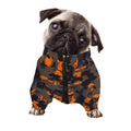 Black And Orange Camouflage Print Dog Zip Up Jacket