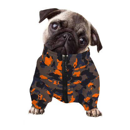 Black And Orange Camouflage Print Dog Zip Up Jacket