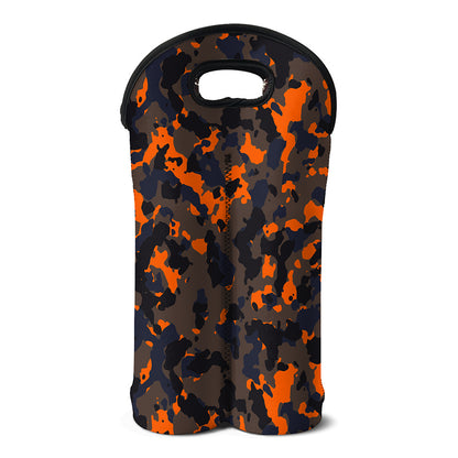 Black And Orange Camouflage Print Double Neoprene Wine Tote