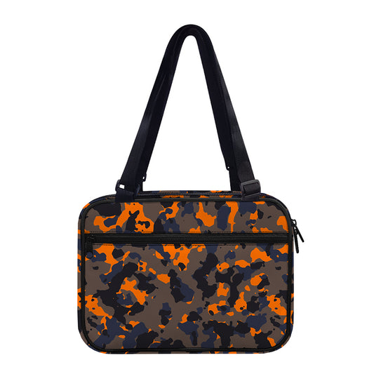 Black And Orange Camouflage Print Double Strap Bible Bag