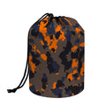 Black And Orange Camouflage Print Drawstring Makeup Bag