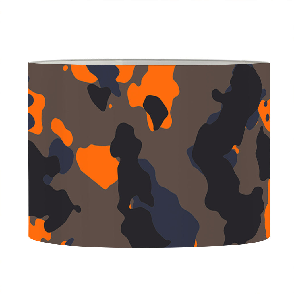 Black And Orange Camouflage Print Drum Lamp Shade