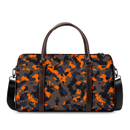 Black And Orange Camouflage Print Duffle Bag