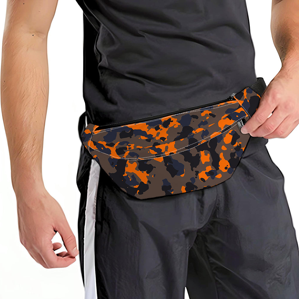 Black And Orange Camouflage Print Fanny Pack