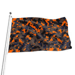 Black And Orange Camouflage Print Flag