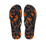 Black And Orange Camouflage Print Flip Flops