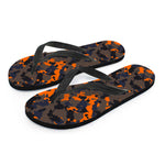 Black And Orange Camouflage Print Flip Flops