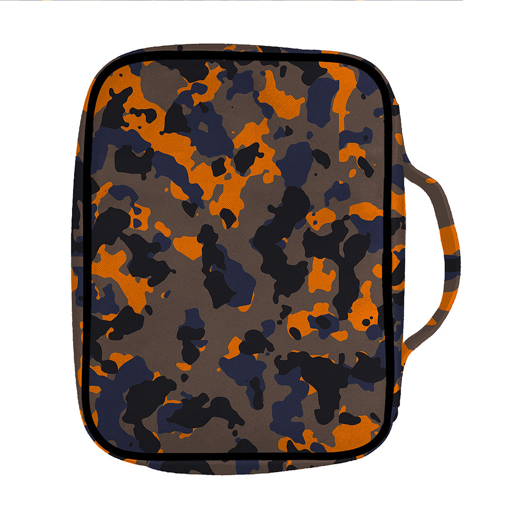 Black And Orange Camouflage Print Front Pocket Bible Bag