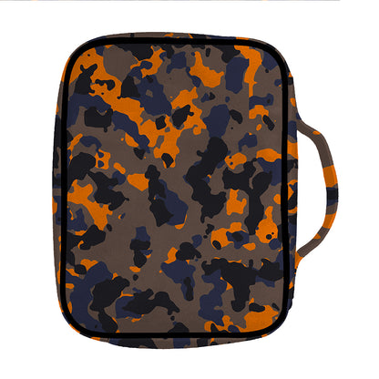 Black And Orange Camouflage Print Front Pocket Bible Bag