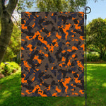 Black And Orange Camouflage Print Garden Flag