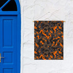 Black And Orange Camouflage Print Garden Flag